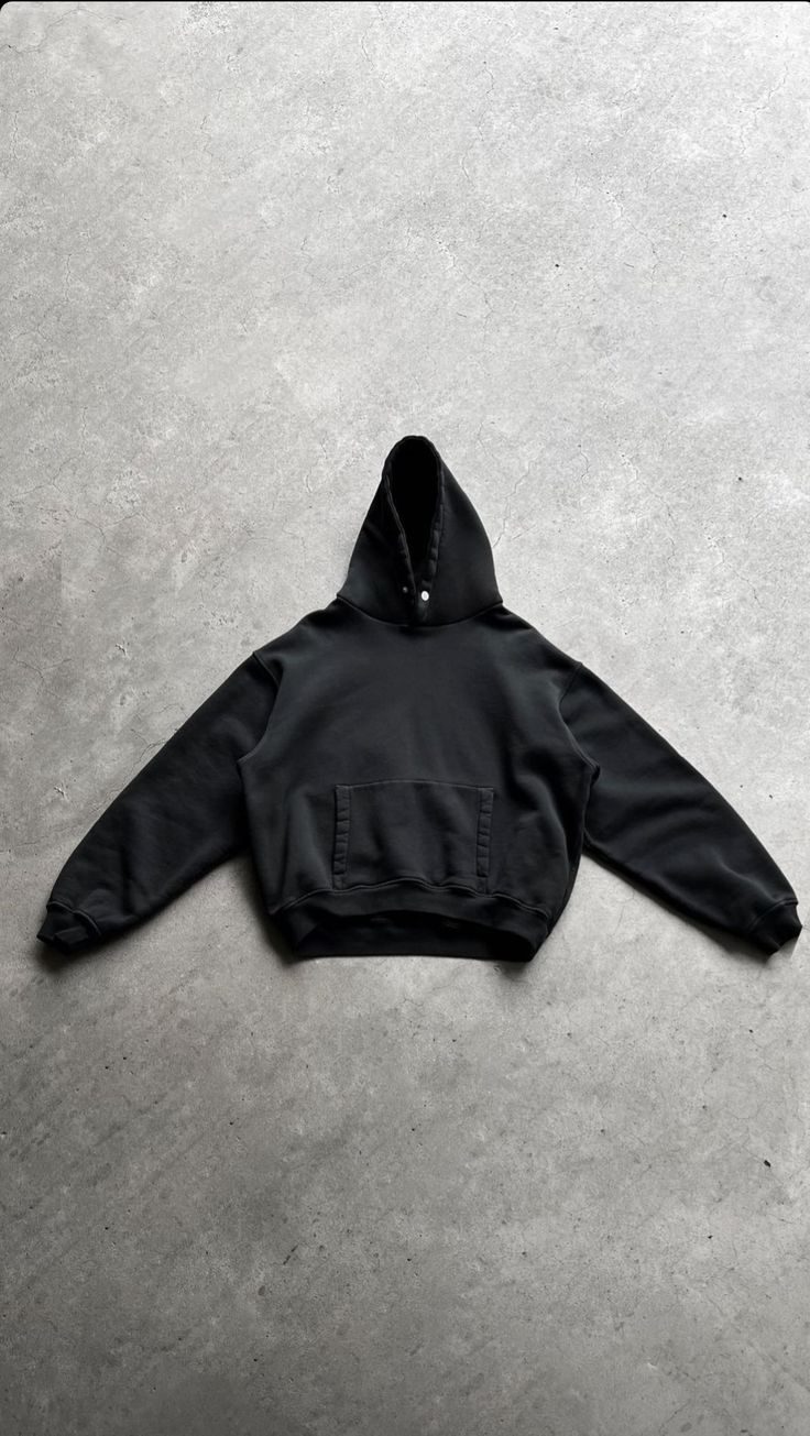 Sinkar Fabrics üretimi ağır gramaj siyah fleece hoodie